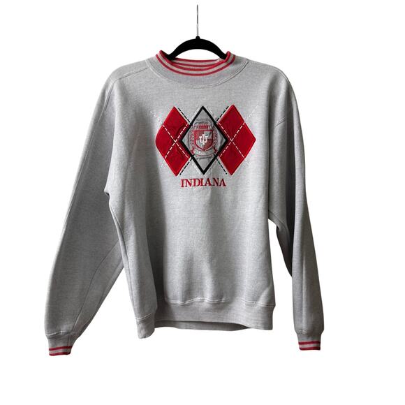 Vintage 90s Indiana University Hoosiers Embroidered Sweatshirt Crewneck - Picture 1 of 5